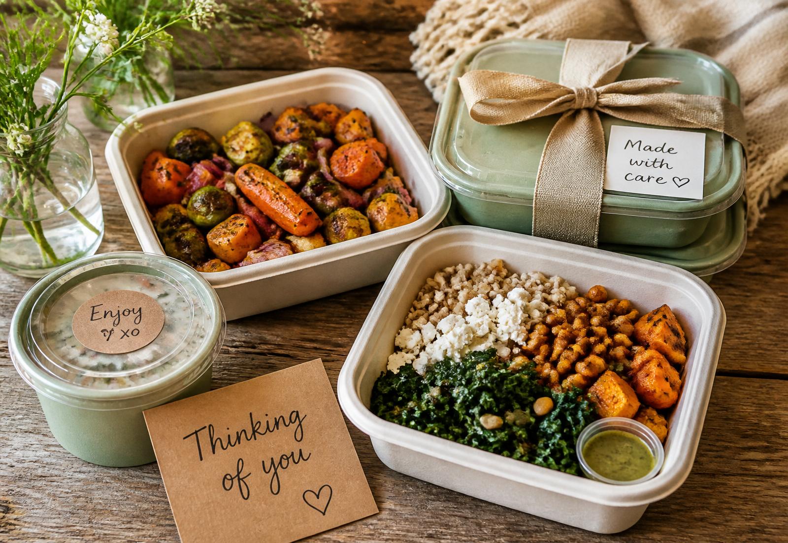 Gourmet-prepared meals packaged with care to share with someone in need