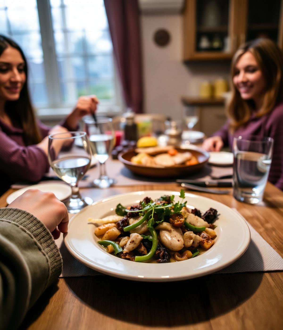 A weeknight home dinner served on a ceramic plate