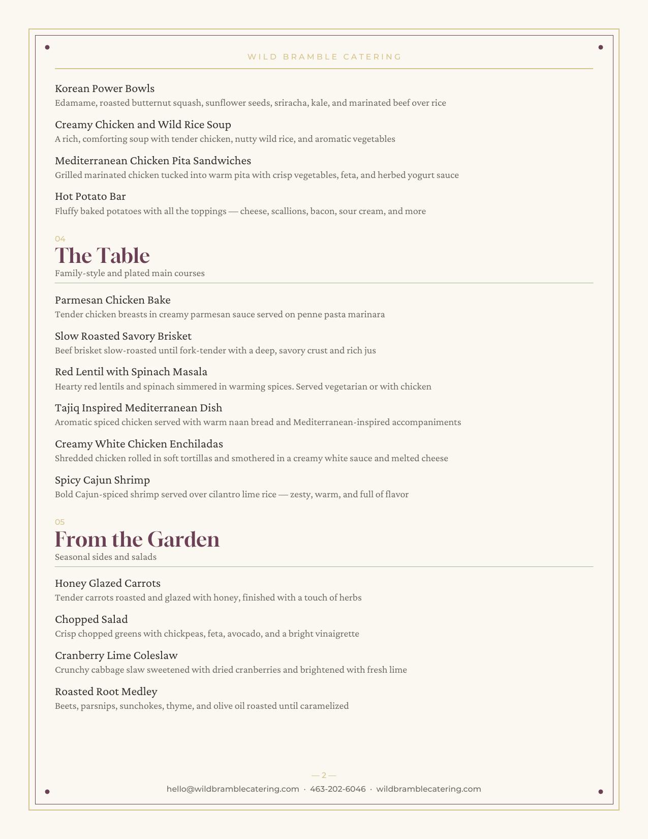 Wild Bramble Catering full menu, page 2